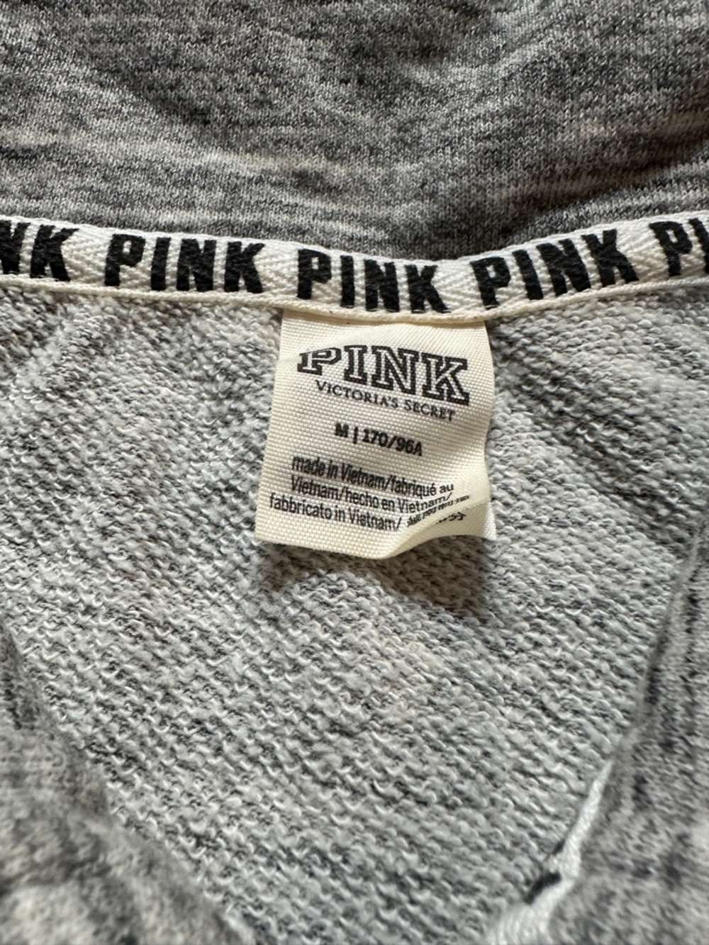 PINK Victoria's Secret Men's Light Gray Half-Zip Pullover with Lace-Up Sides - Picture 2 of 2